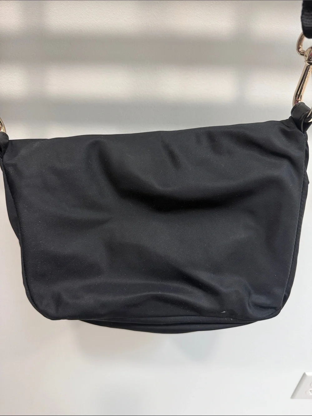 lululemon athletica Black Quilted Crossbody Bag with Gold Hardware